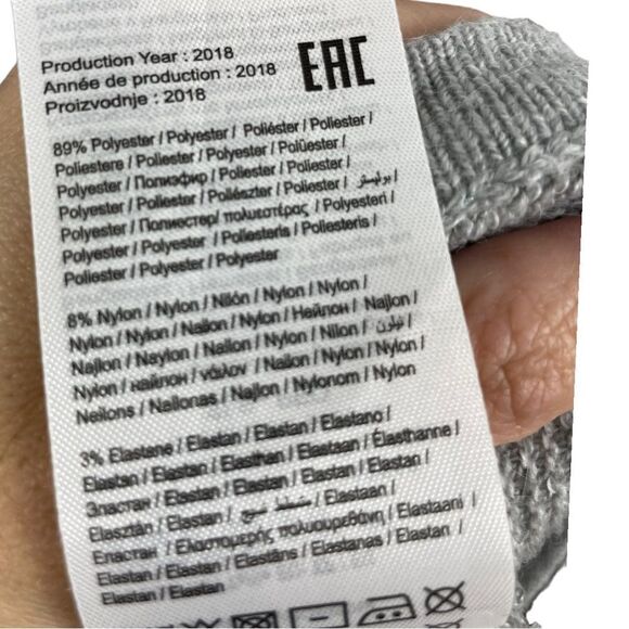 Noisy May Grey Ribbed Arc Cropped Balloon Sleeve Sweater Size XS - Picture 6 of 9